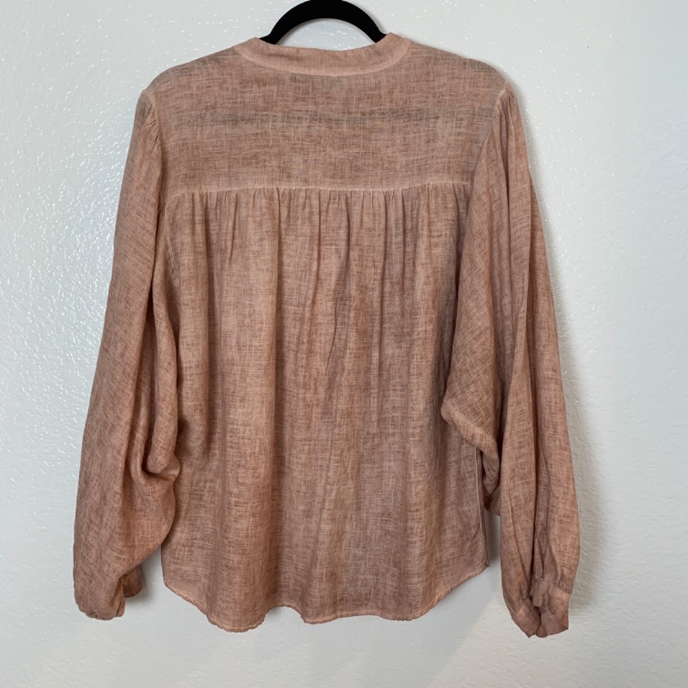 Francesca Bettini Linen Blend Button Up Shirt Womens Medium Italy Peachy Pink - Picture 9 of 12